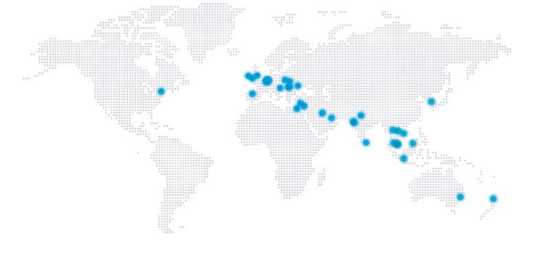 Verdenskort over hvor Siderise produkter bliver brugt
